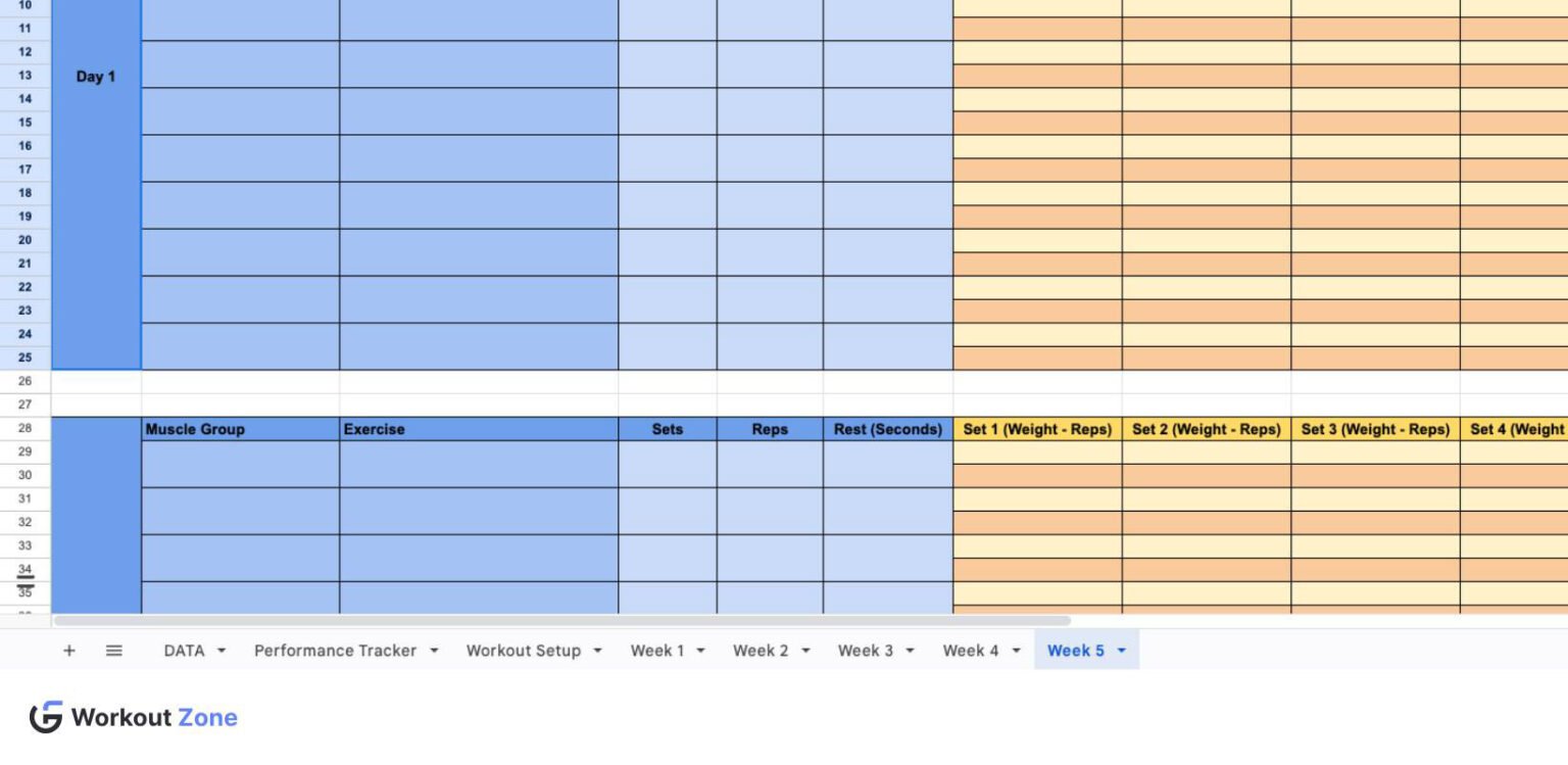 25 Google Sheets Workout Templates