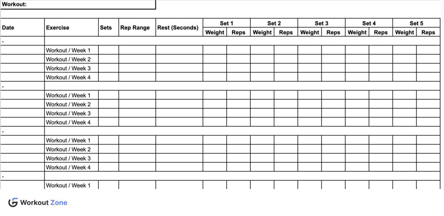 25 Google Sheets Workout Templates