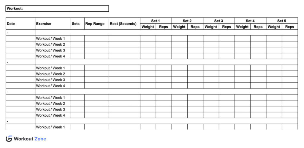 5 Printable Workout Templates in PDF